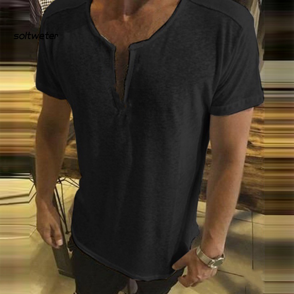 Áo Thun Tay Ngắn Cổ Tròn Màu Trơn Mềm Mại Phong Cách Đường Phố Cá Tính Cho Nam