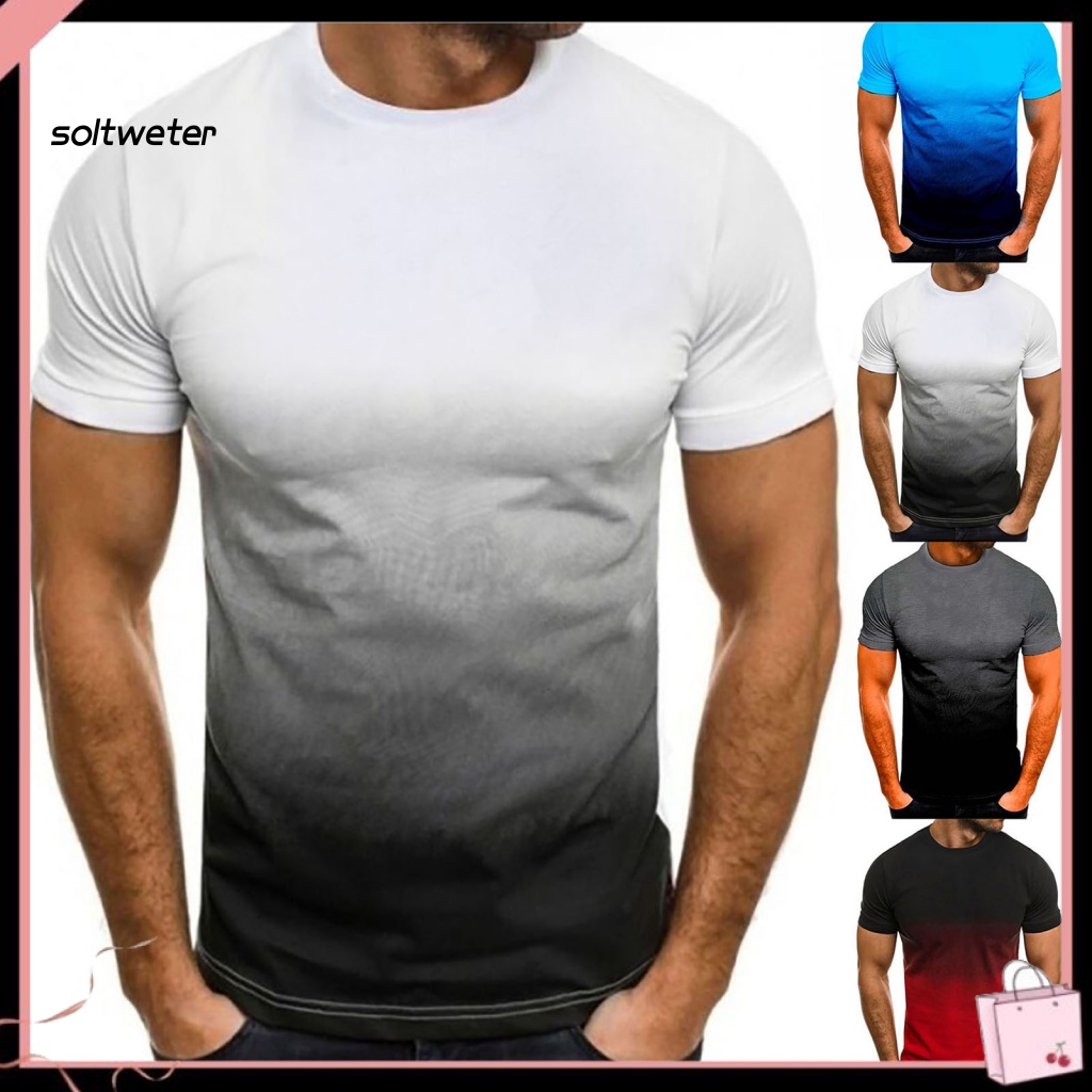 Áo Thun Cổ Tròn Màu Sắc Tương Phản Thời Trang Mùa Hè Cho Nam