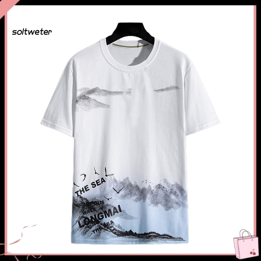 Áo Thun Tay Ngắn Cổ Tròn Dáng Rộng In Hình Cá Tính Trẻ Trung Cho Nam
