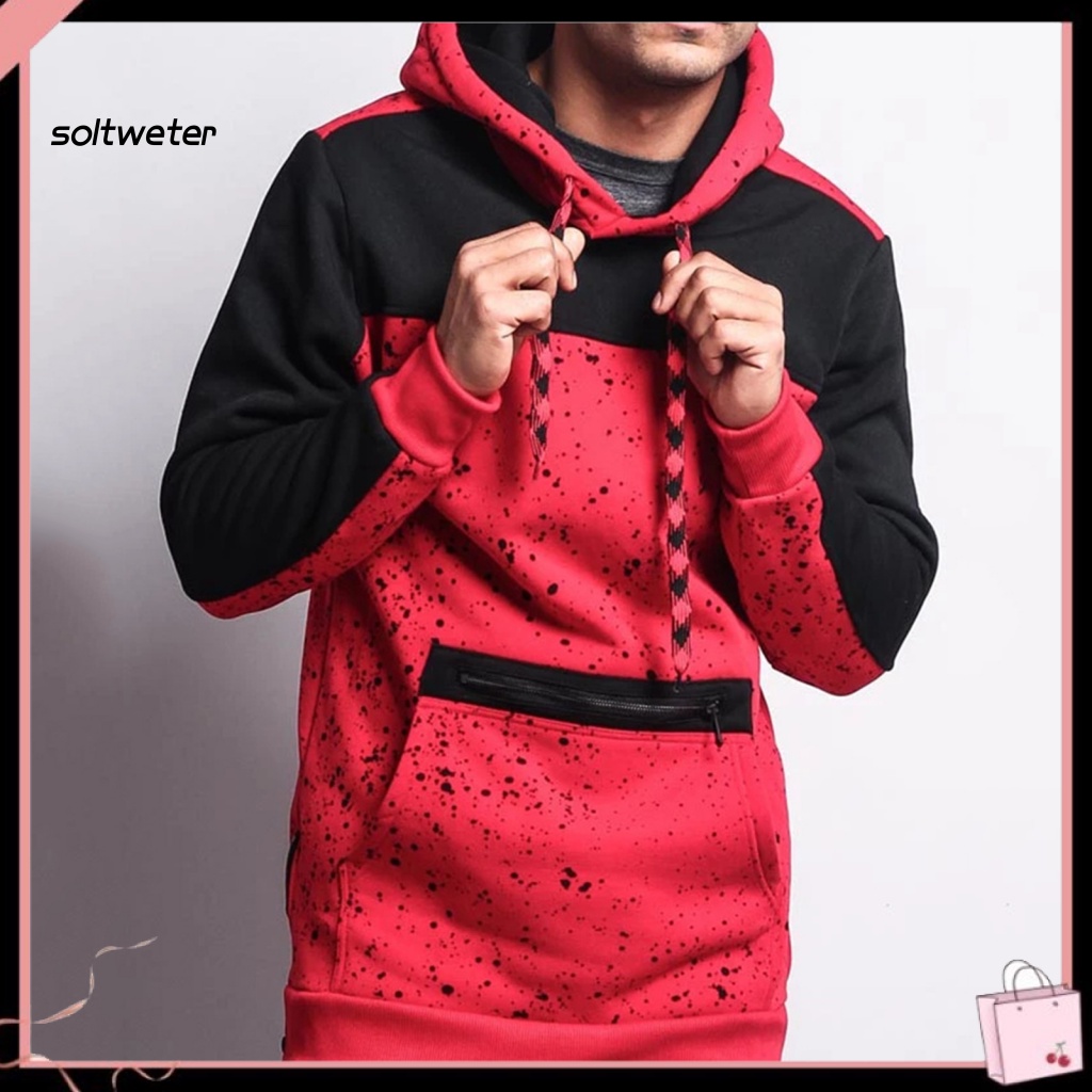St Áo Hoodie Cổ Thuyền Bằng Vải Lông Chắp Vá Dây Rút Thoải Mái Mặc Thường