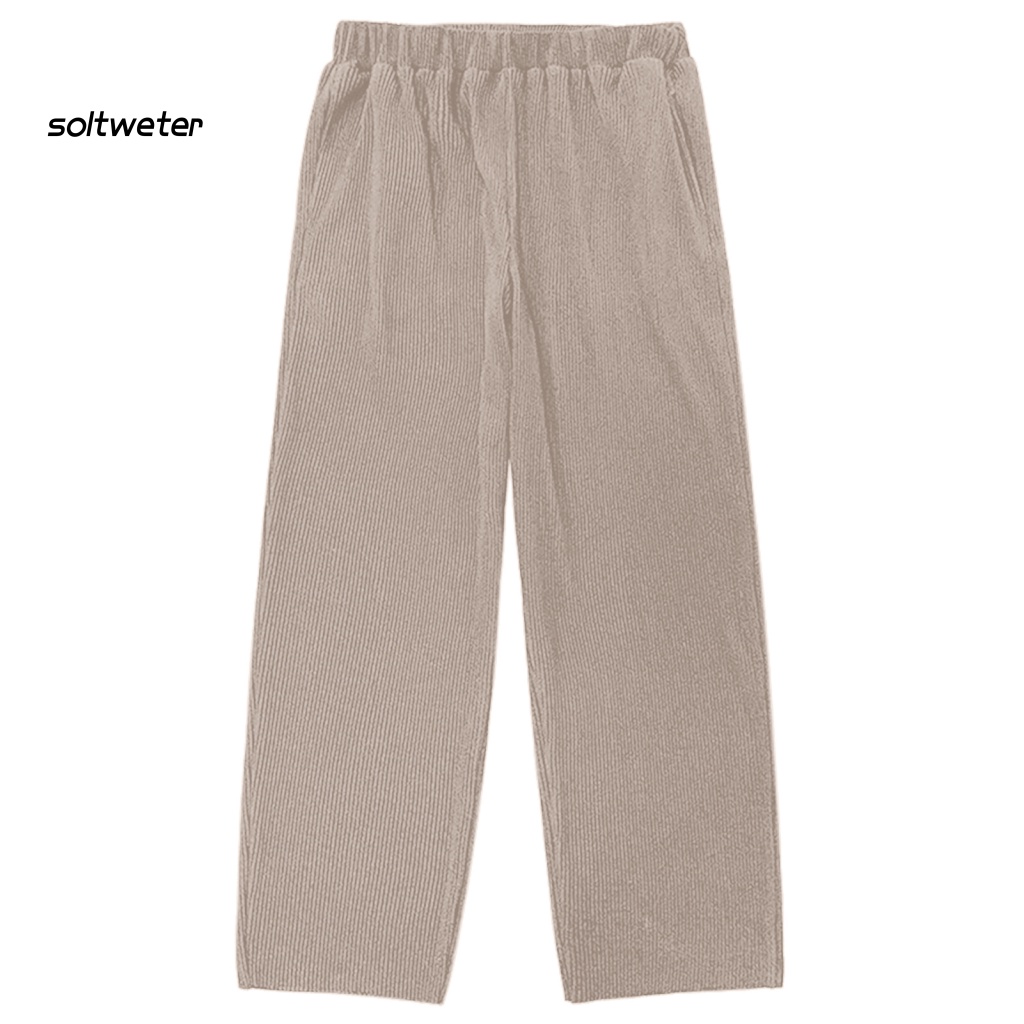 Quần Dài Ống Rộng Dáng Suông Màu Trơn Nhiều Túi Thoáng Khí Thời Trang Đường Phố Cho Nam