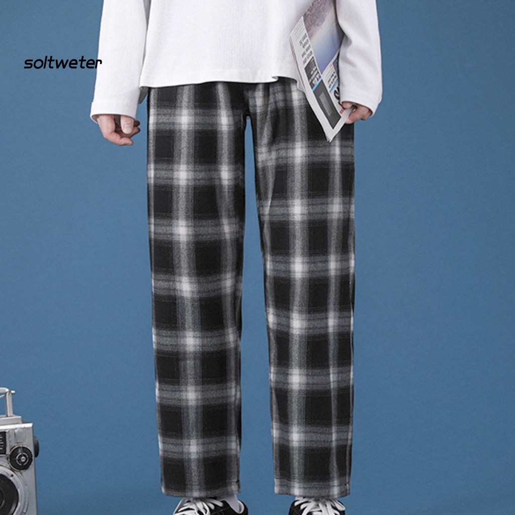 Quần Dài Dáng Rộng Họa Tiết Kẻ Sọc Màu Tương Phản Thời Trang Mùa Hè Cho Nam