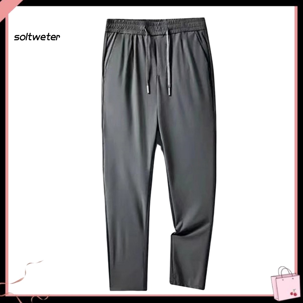 Quần Dài Dáng Suông Rộng Lưng Thun Rút Dây Màu Sắc Đơn Giản Cho Nam Giới