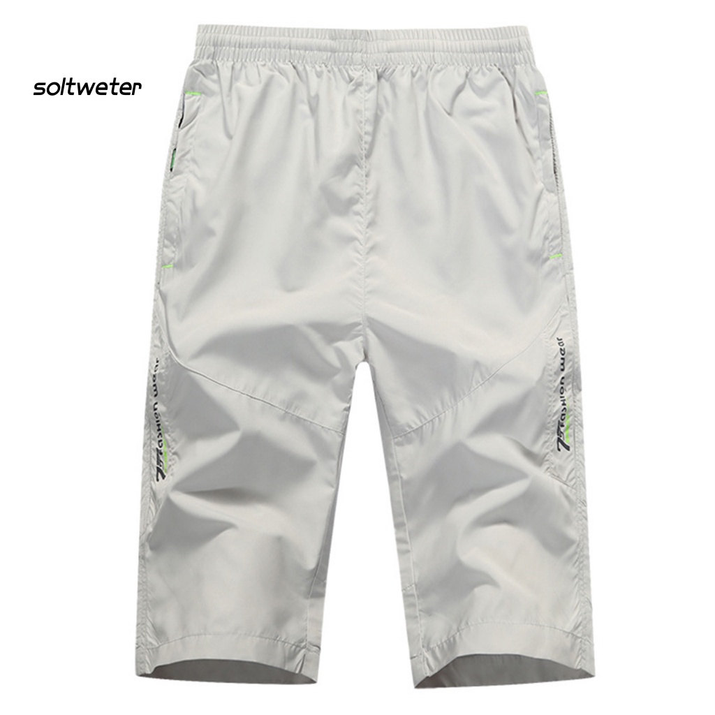 Quần Short Màu Trơn Mau Khô Có Túi Khóa Kéo Plus Size Cho Nam