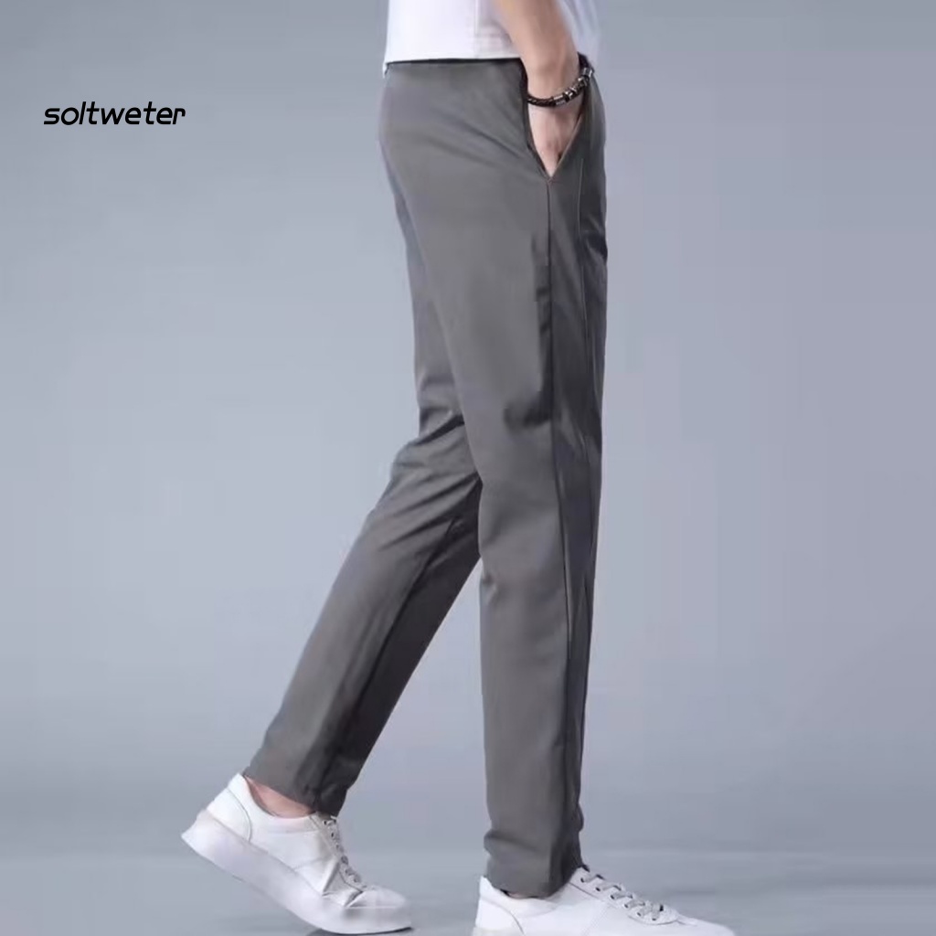 Quần Dài Lưng Vừa Lót Lông Dày Dặn Chống Gió Màu Sắc Đơn Giản Thời Trang Đường Phố Cho Nam