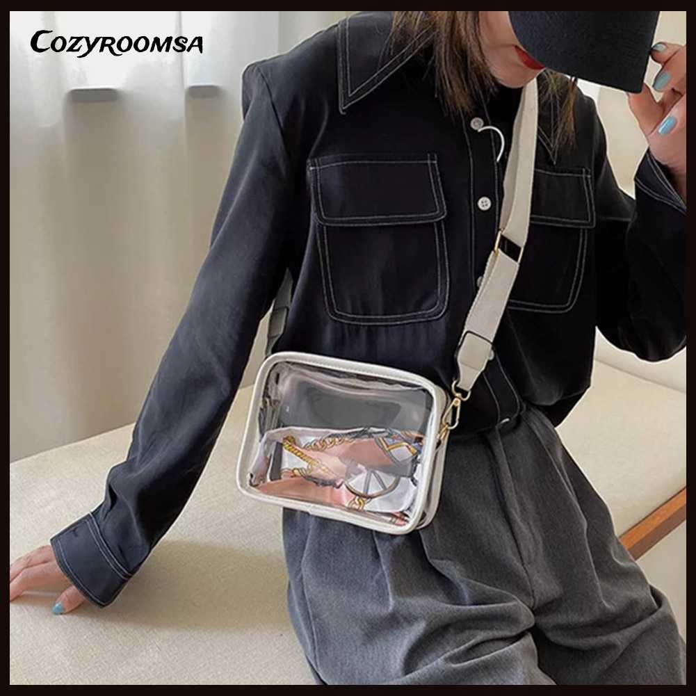 Túi Đeo Chéo Bằng PVC Trong Suốt Thiết Kế Đơn Giản Thời Trang