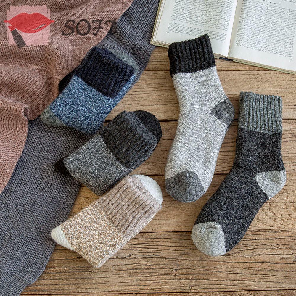 1 Đôi Tất Len Cashmere Dày Phong Cách Retro Cho Nam