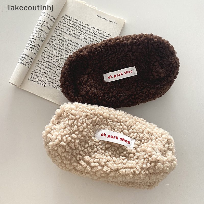 Túi Đựng Bút Bằng Lông Nhung Cashmere Phối Màu Có Khóa Kéo Tiện Dụng