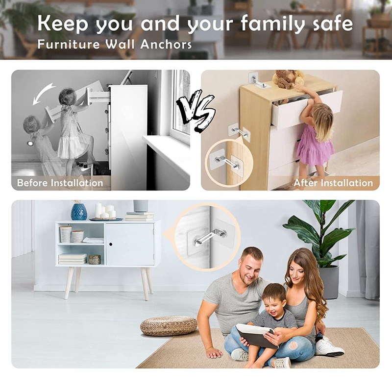 Bộ 14 Mỏ Neo Dán Tường Chống Mũi Neo Đồ Nội Thất Không Cần Khoan