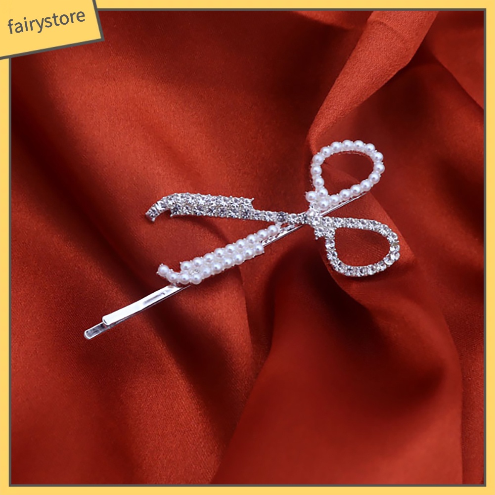 Set 2 Kẹp Tóc Hình Cây Kéo Đính Đá Thời Trang Cho Nữ