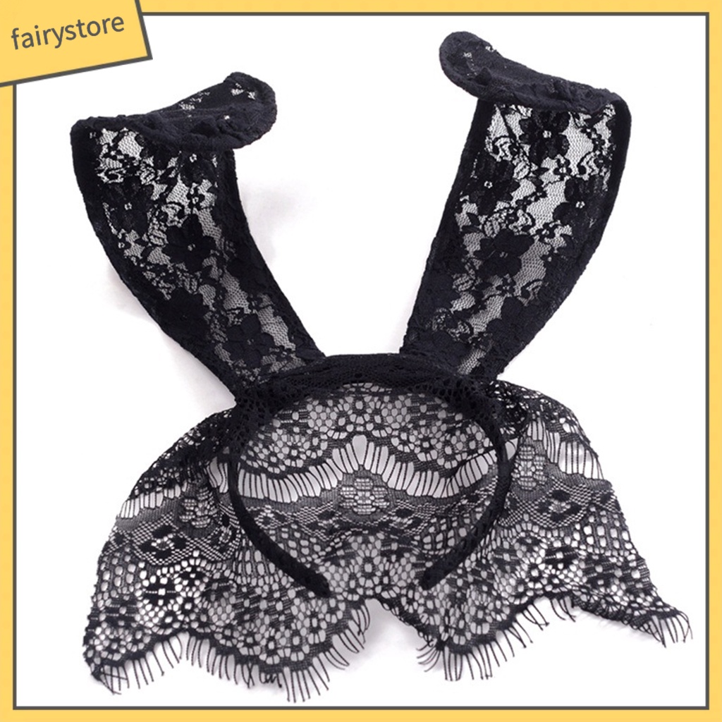 [FRO] Băng Đô Tai Thỏ Bằng Ren Bắt Mắt Thủ Công Tinh Tế Phụ Kiện Tiệc Hóa Trang Tiệc Tùng Lễ Hội