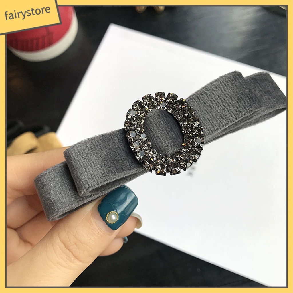 Kẹp Tóc Hình Nơ Đính Đá Hai Lớp Chống Trượt Phong Cách Hàn Quốc