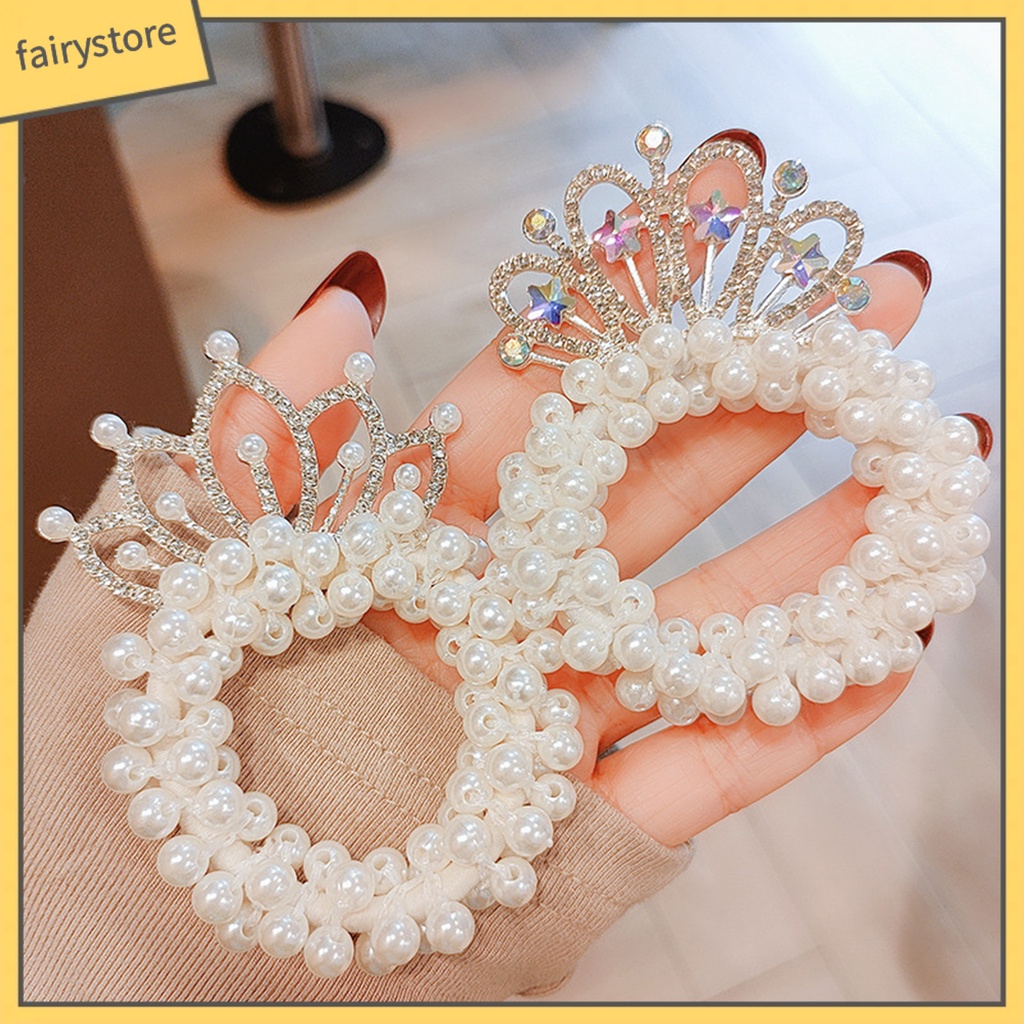 Dây Cột Tóc Hình Vương Miện Đính Đá Màu Sắc Lấp Lánh