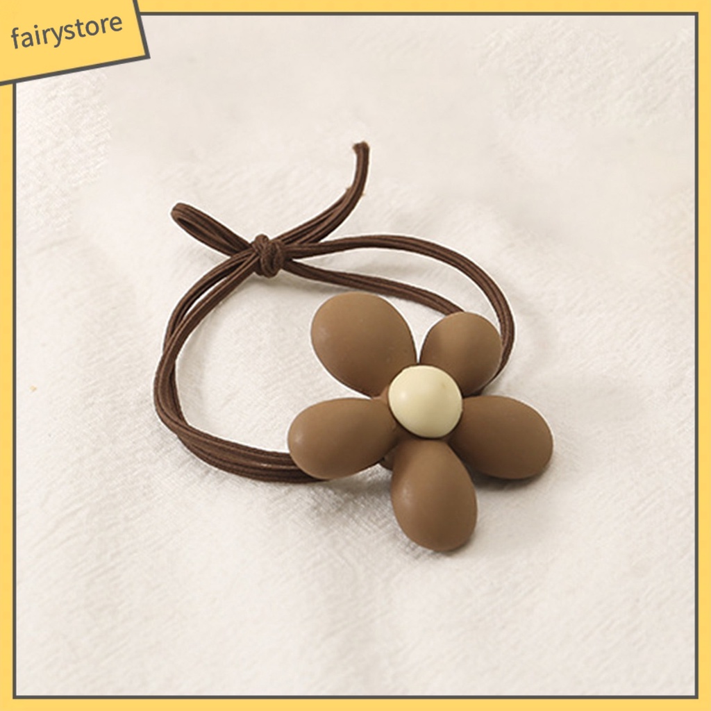 Dây Cột Tóc Co Giãn Mặt Nhám Đính Hoa Hoạt Hình Dễ Thương