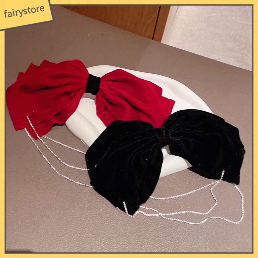 Kẹp Tóc Nơ Phối Tua Rua Nhiều Lớp Đính Đá Lấp Lánh Thời Trang Cho Nữ