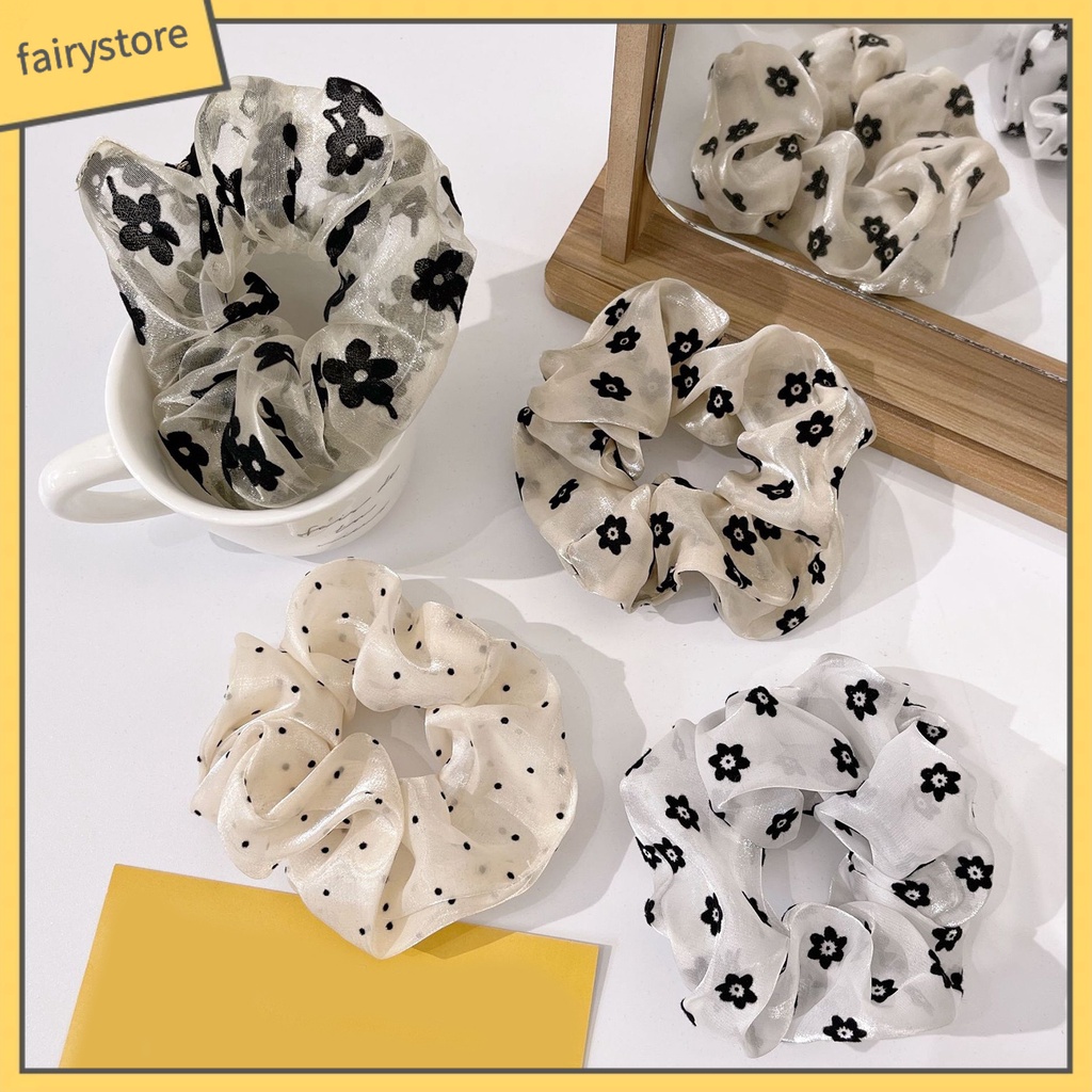 Dây Cột Tóc Co Giãn Chống Trượt Đính Hoa Xinh Xắn Cho Nữ