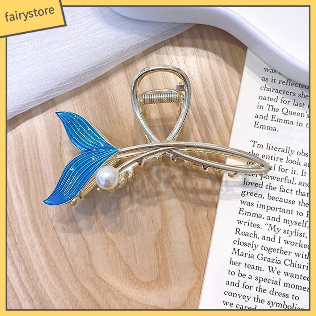 Kẹp Tóc Đính Ngọc Trai Giả Hình Đuôi Cá Mập Độc Đáo