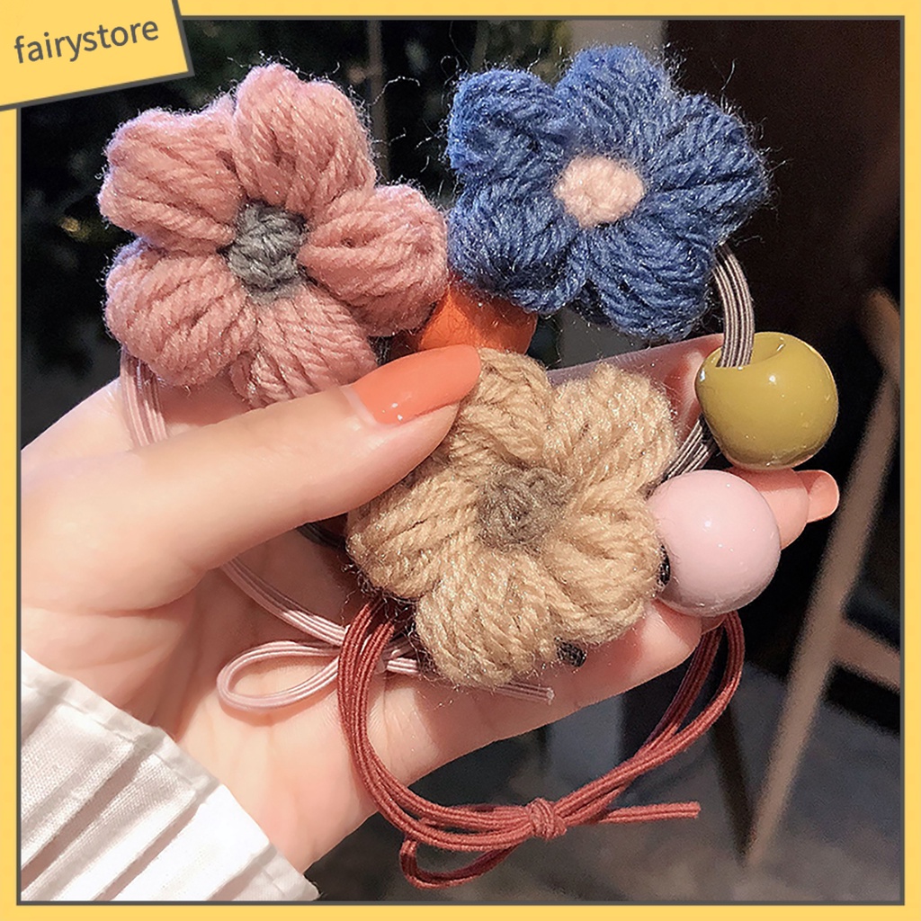 Dây Cột Tóc Co Giãn Mềm Mại Đính Hoa Dễ Thương Cho Bé Gái