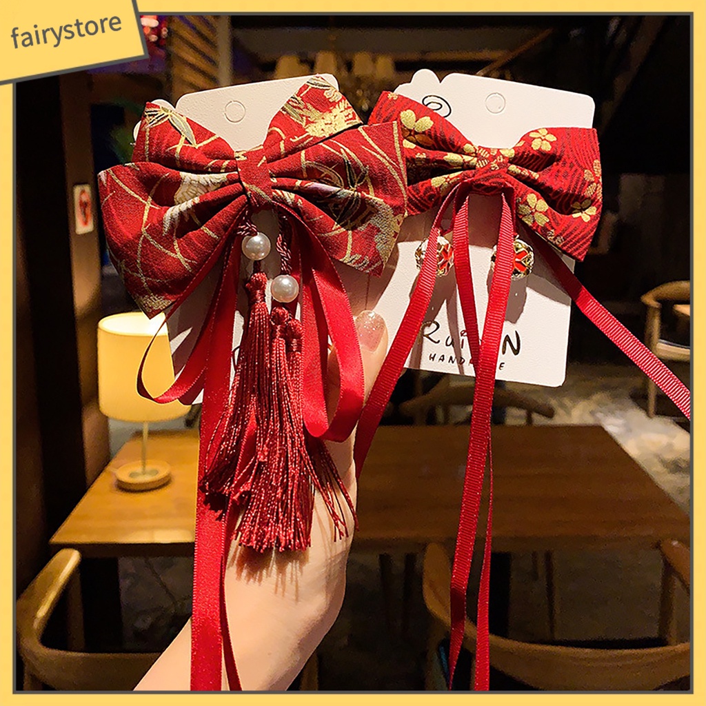 Kẹp Tóc Tua Rua Phong Cách Trung Hoa Cổ Điển Mừng Năm Mới Cho Bé Gái