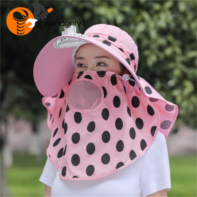 Mũ Chống Nắng Kèm Quạt Bảo Vệ Cổ Chống Tia Uv Có Thể Sạc Lại Dùng Khi Leo Núi