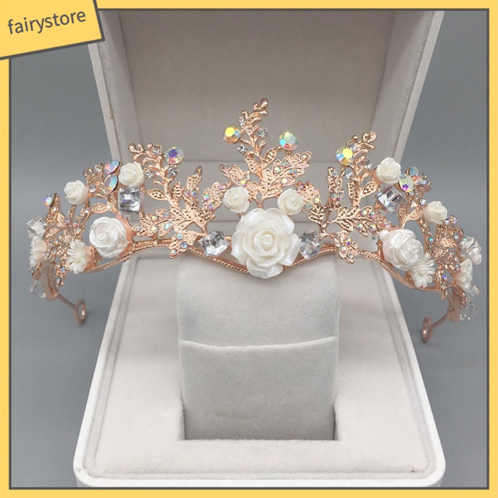 Cài Tóc Hình Vương Miện Đính Đá Lấp Lánh Sang Trọng Cho Cô Dâu
