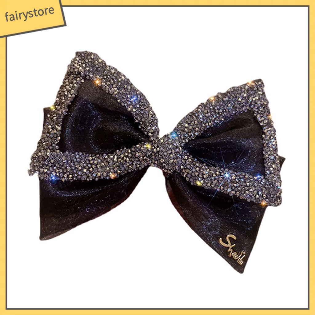 Kẹp Tóc Trang Trí Nơ Lưới Lớn Đính Đá Lấp Lánh Chống Trượt