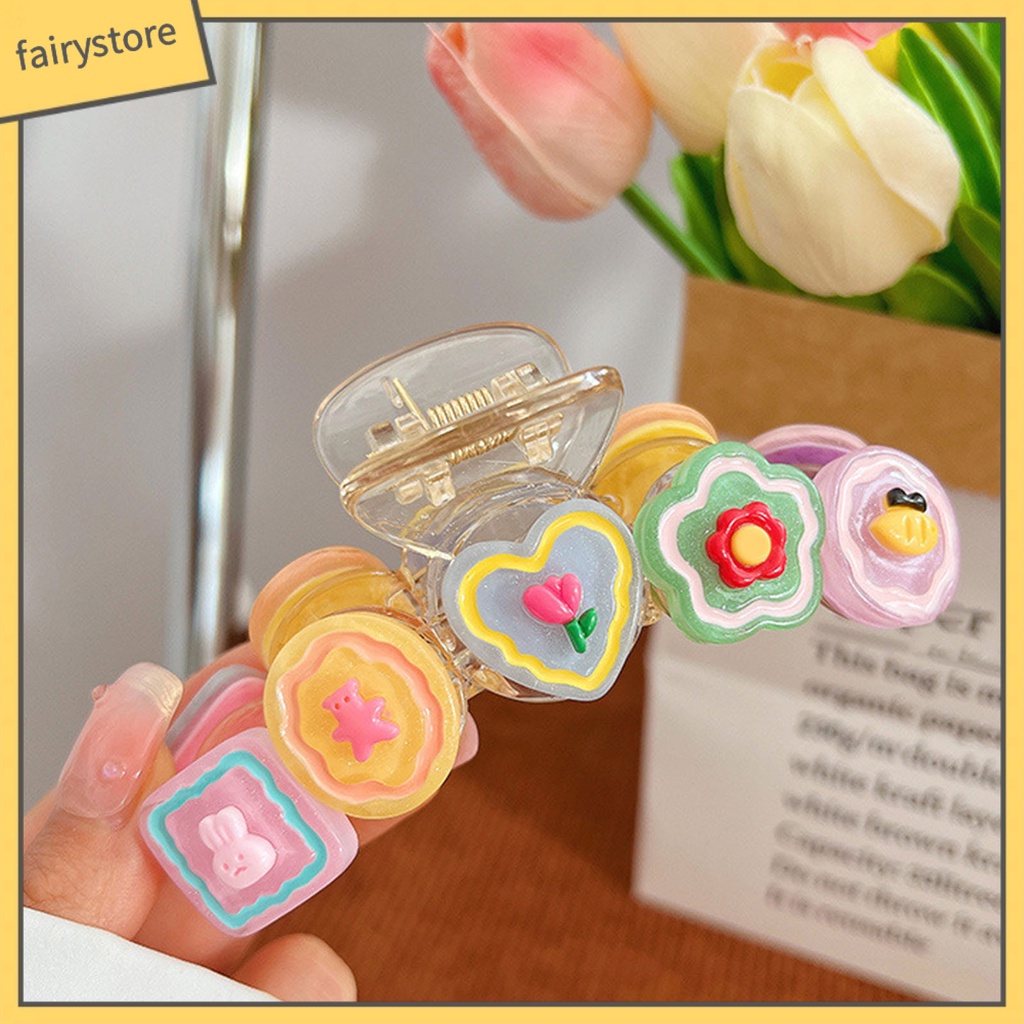 Kẹp Càng Cua Bằng Nhựa Họa Tiết Hoạt Hình Trái Tim / Cá Mập Màu Kẹo Ngọt Ngào Cho Nữ