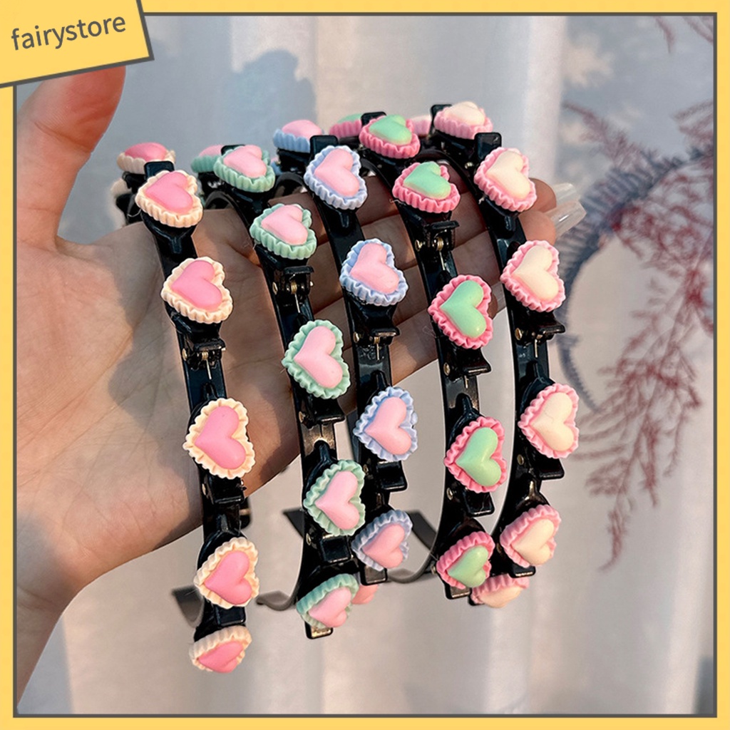 Băng đô cài tóc rửa mặt Co Giãn Chống Trượt Màu Sắc Tương Phản Trang Trí Trái Tim Cho Nữ