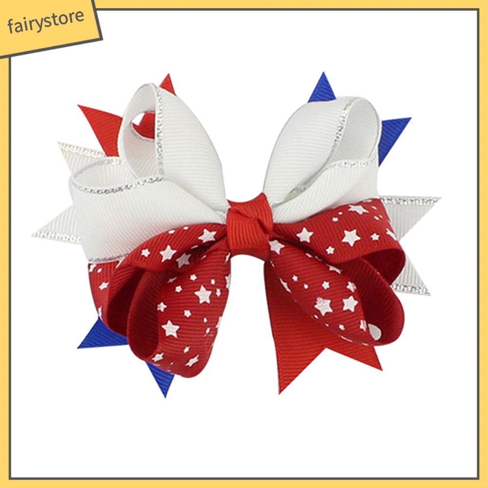 Kẹp Tóc Nơ Hình Lá Cờ Mỹ Cho Bé Gái