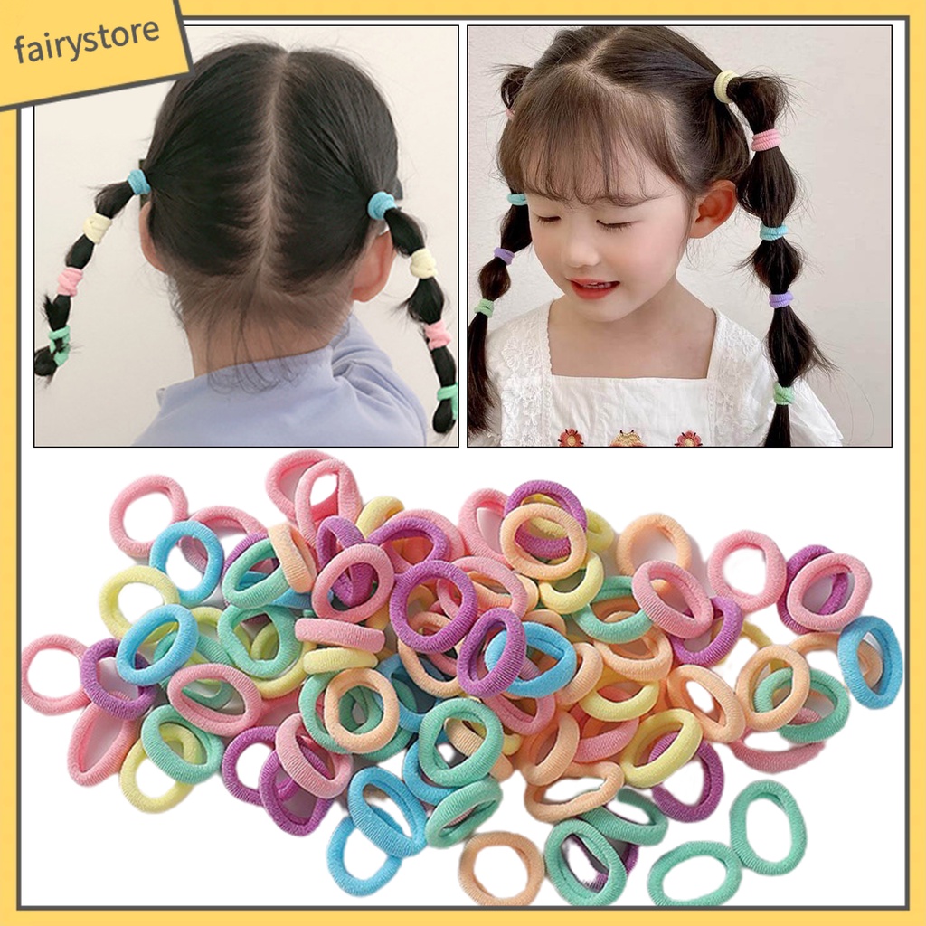 Set 100 Dây Cột Tóc Co Giãn Chống Rơi Màu Sắc Ngọt Ngào Cho Bé Gái