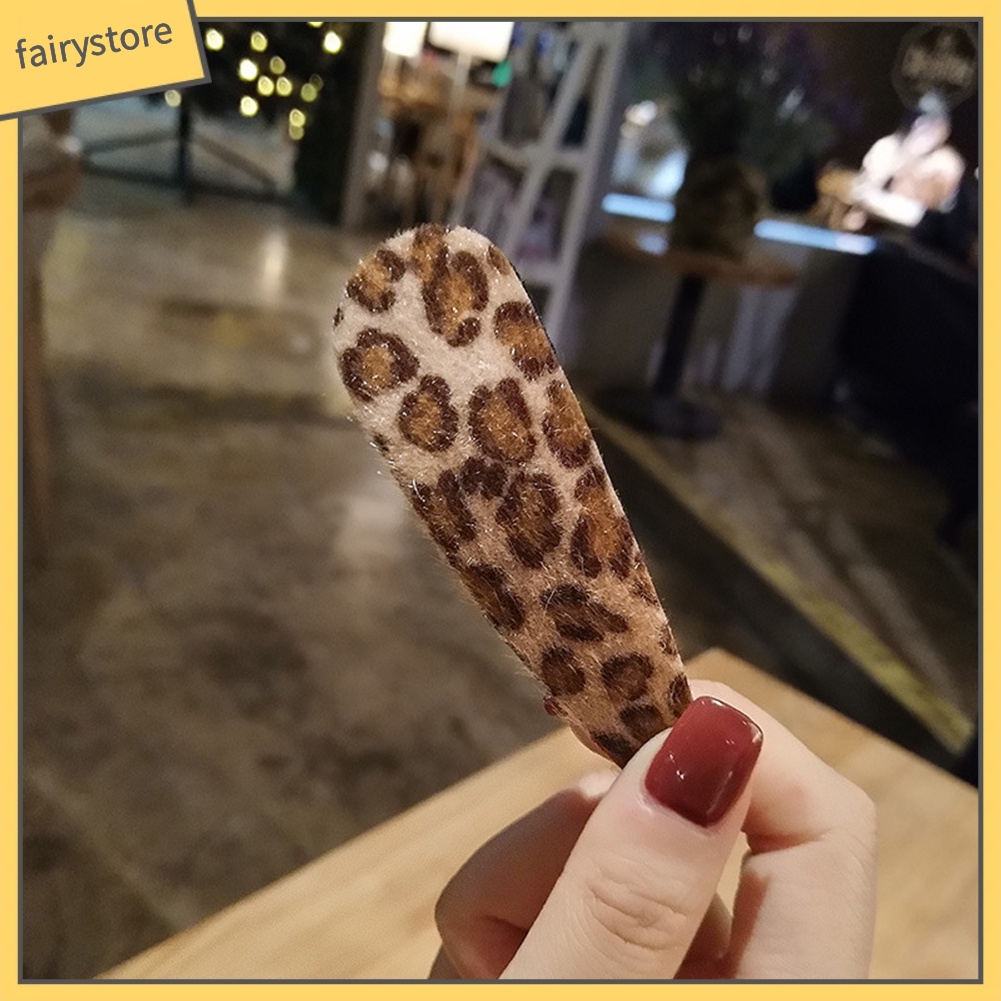 Kẹp Tóc Lông Nhung Họa Tiết Da Báo Thời Trang Dành Cho Nữ