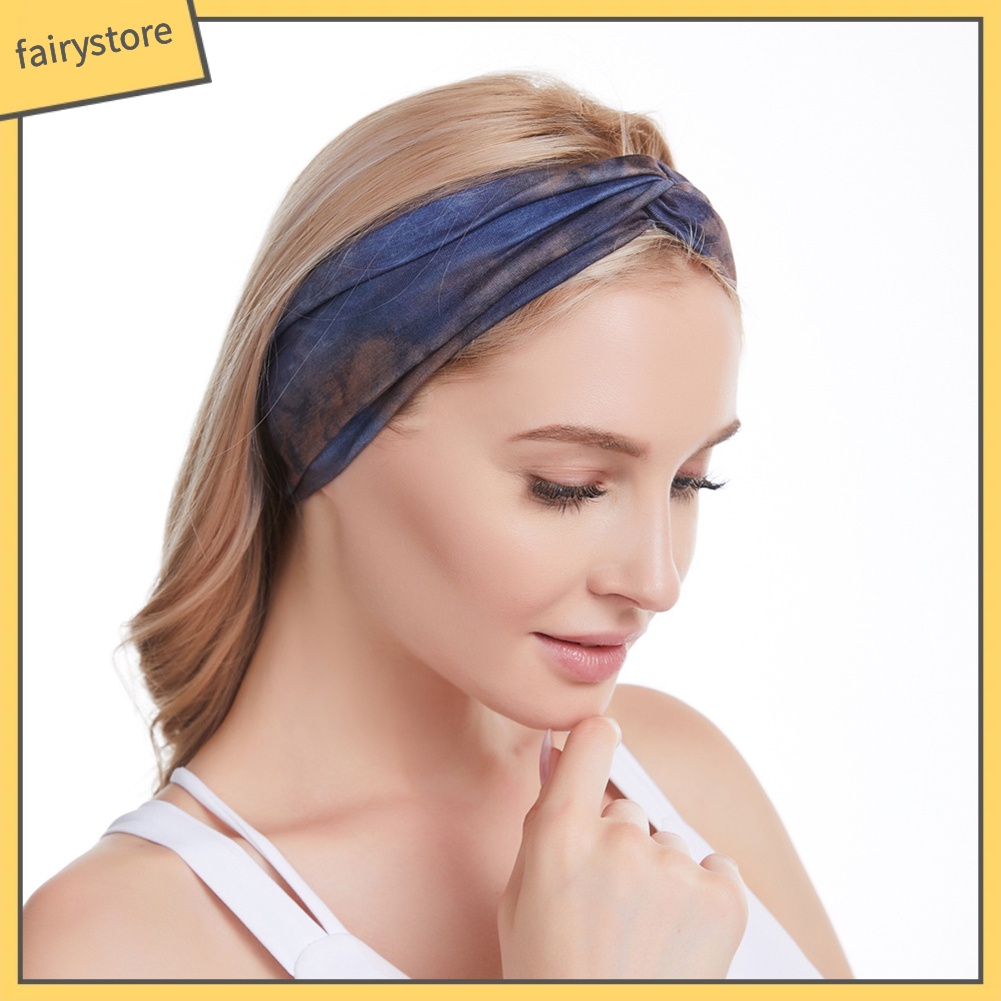 Băng Đô Cài Tóc Co Giãn Họa Tiết Màu Nhuộm Phong Cách Boho Thời Trang Cho Nữ