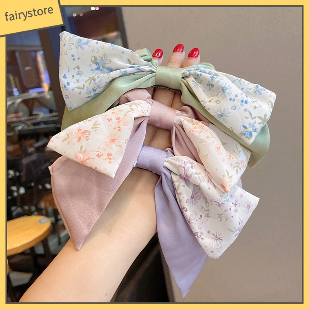 Dây Cột Tóc Ruy Băng Thắt Nơ Họa Tiết Hoa Thời Trang Cho Nữ