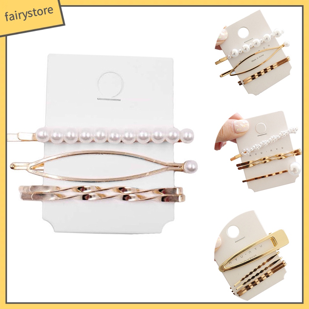 Set 3 / 4 / 5 Kẹp Tóc Đính Ngọc Trai Giả Thời Trang Nữ