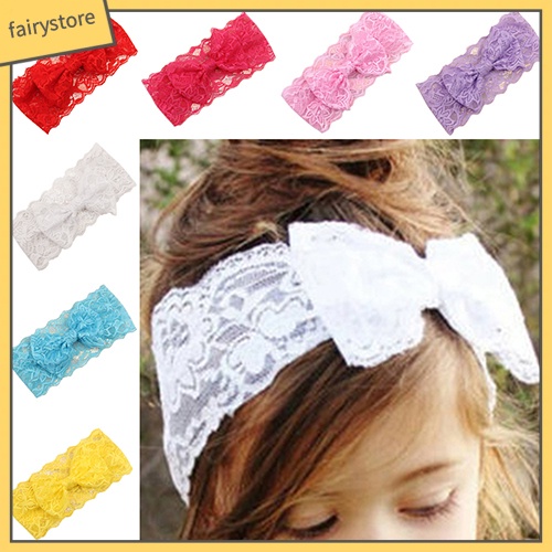 Băng Đô Cài Tóc Phối Nơ Ren Xinh Xắn Cho Bé Gái