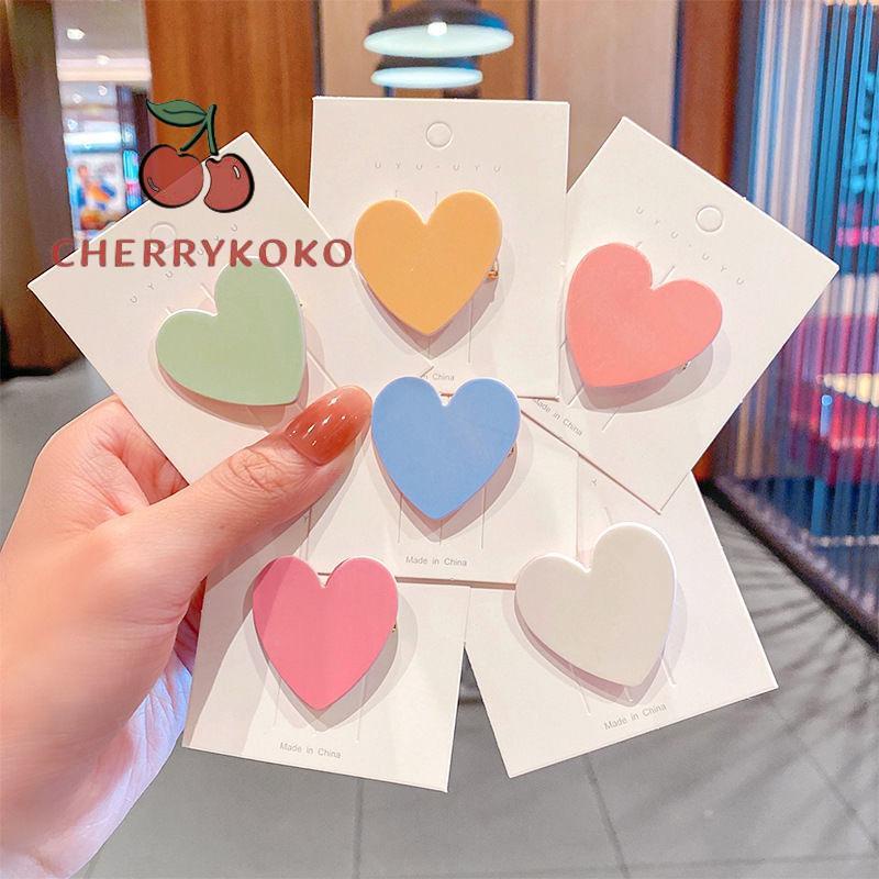 🍒🍒CHERRYKOKO Kẹp Tóc Hình Trái Tim Màu Kẹo Phong Cách Hàn Quốc Dễ Thương Cho Nữ