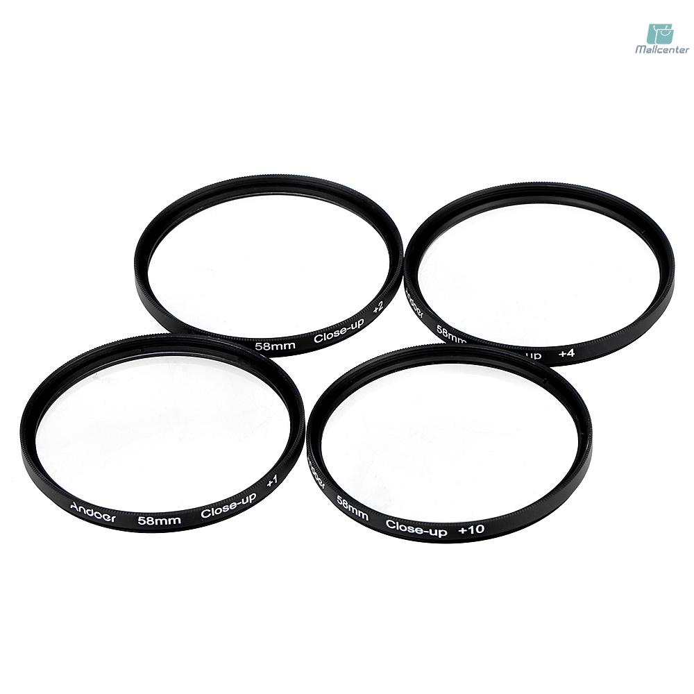 Andoer 58mm Macro Close-Up Filter Set +1 +2 +4 +10 with Pouch for   Rebel T5i T4i EOS 1100D 650D 600D DSLRs