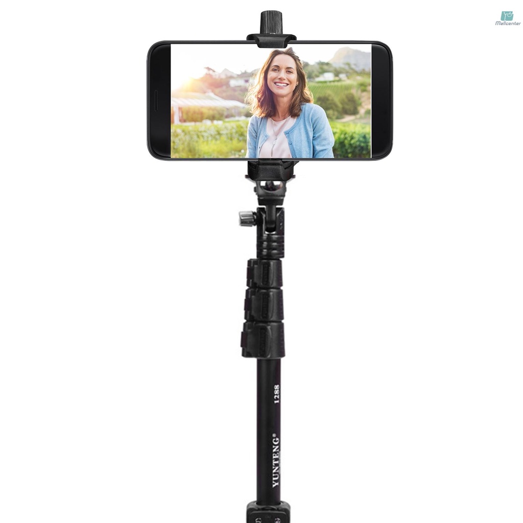 YUNTENG Portable Aluminum Alloy Extendable Selfie Stick Handheld Monopod Pole with Detachable Wireless BT Remote Cell Phone Holder for Small Digital Camera ILDC Smartphone