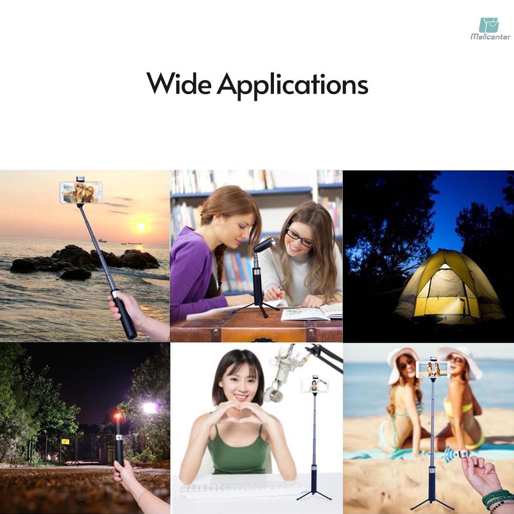 Multifunctional 2-in-1 Selfie Stick Tripod Stand with Phone Holder Remote Shutter LED Light for Selfie Live Streaming Video Recording Online Chatting