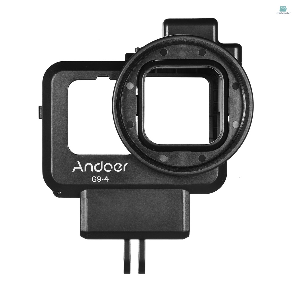 Andoer G9-4 Action Camera Video Cage Plastic Vlog Case Protective Housing with Dual Cold Shoe Mount 55mm Filter Adapter Extension Accessory Replacement for   9