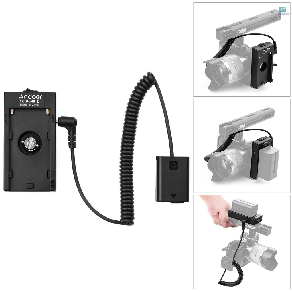 Andoer NP-F970 F750 Battery Plate Holder Adapter + FW50 Dummy Battery Coupler Compatible with  A7/A7R/A7S/A7II/A7RII/A7SII/A6300/A6400/A6500 Cameras