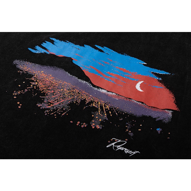 Rep-res-yent88- Áo Thun Tay Ngắn In Hình Phong Cảnh Đêm Cũ Chất Lượng Cao Có Thể Giặt Được Thời Trang Mới Nhất