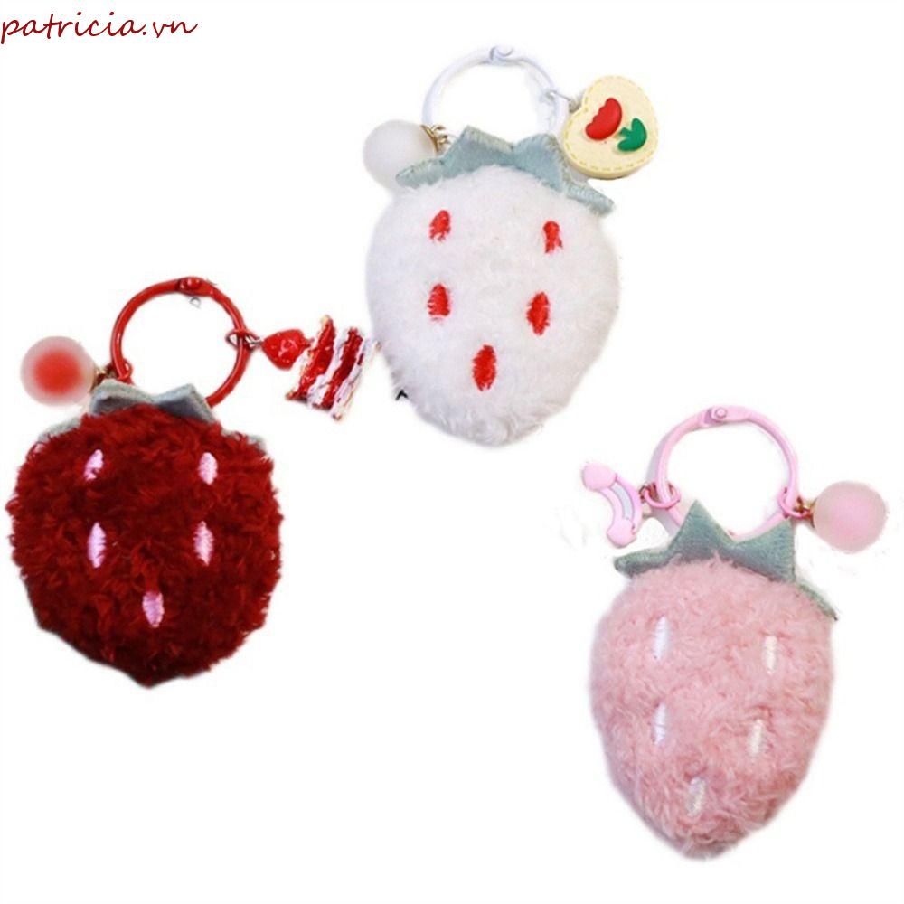 Móc Khóa Hình Quả Dâu Nhồi Bông Xinh Xắn Giá Đỡ