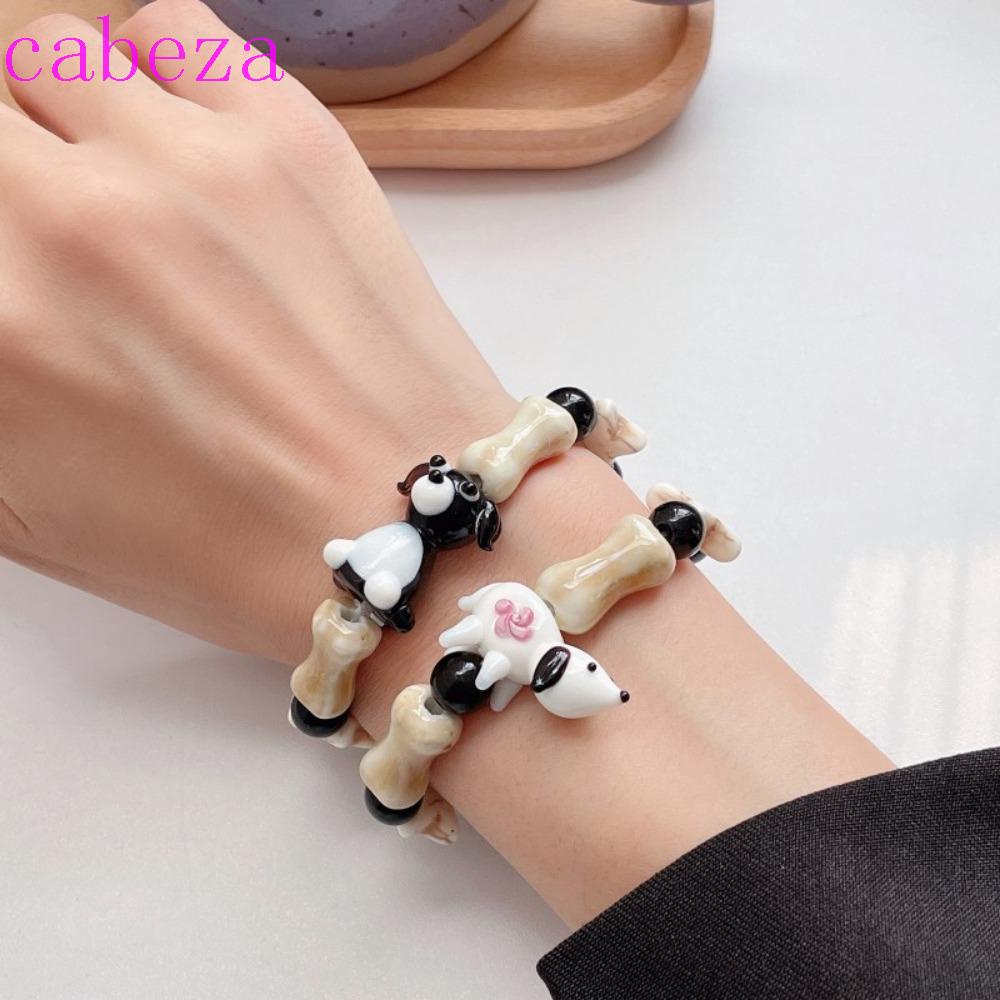 Vòng Tay Chuỗi Hạt Mặt Hình Xương Chó Dễ Thương Phong Cách Retro Thời Trang Cho Nữ