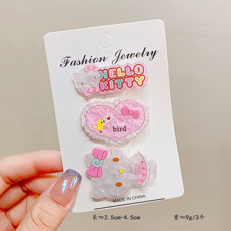3 cái / bộ kẹp tóc sanrio tóc mái hoạt hình dễ thương và kẹp tóc gãy cho bé gái h0198