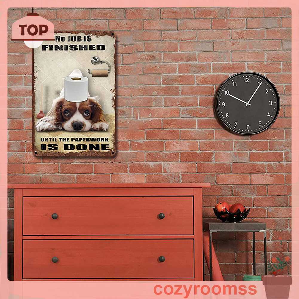 Bảng Kim Loại Hình Chữ Nhật Vẽ Hình Chú Chó Trang Trí Nhà Cửa Quán Bar