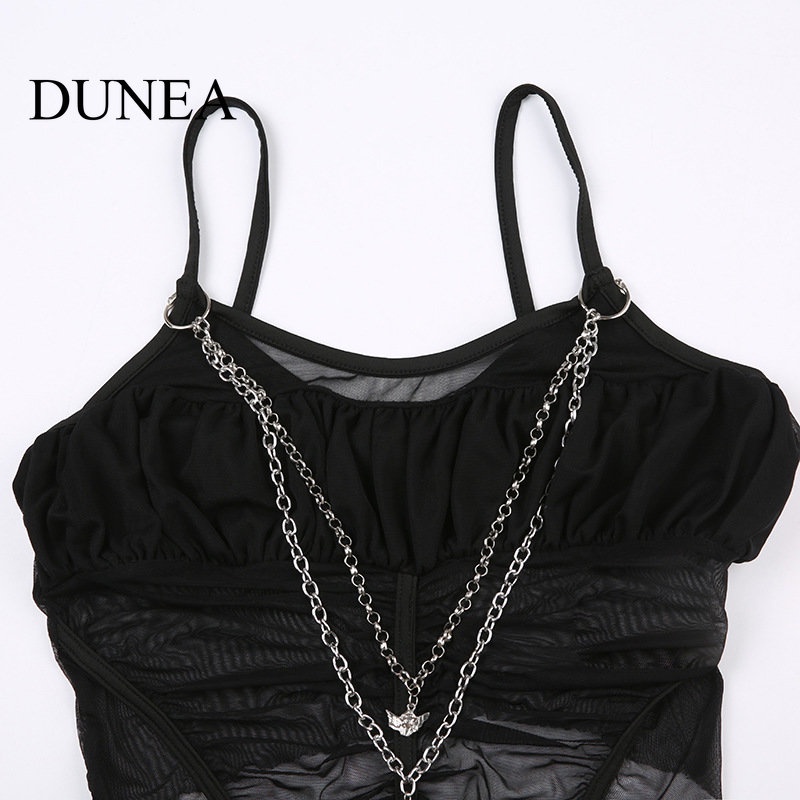 DUNEA Áo Lưới Hai Dây Quyến Rũ Dành Cho Nữ