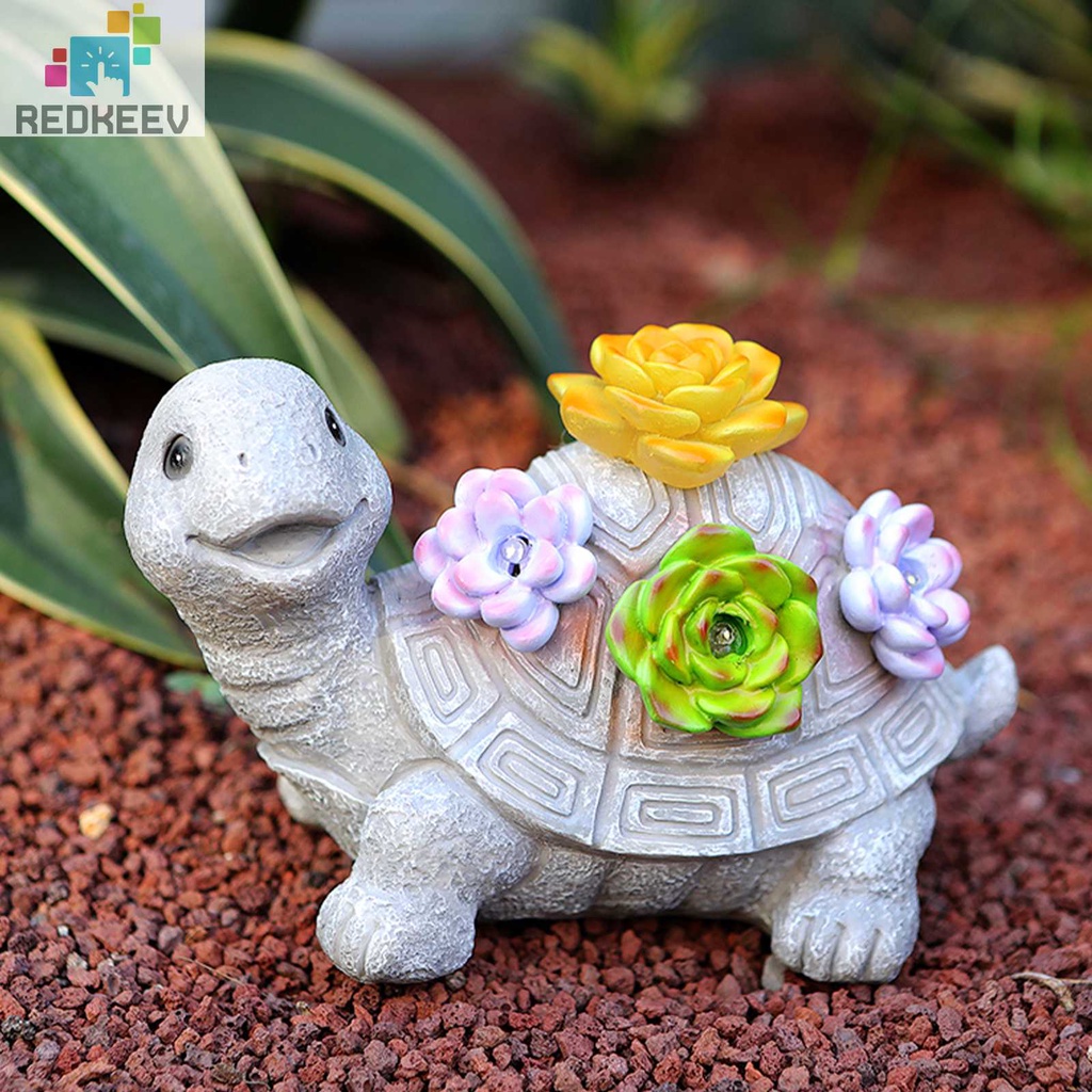 Đồ trang trí Tượng Rùa Bằng Nhựa Resin Sử Dụng Năng Lượng Mặt Trời