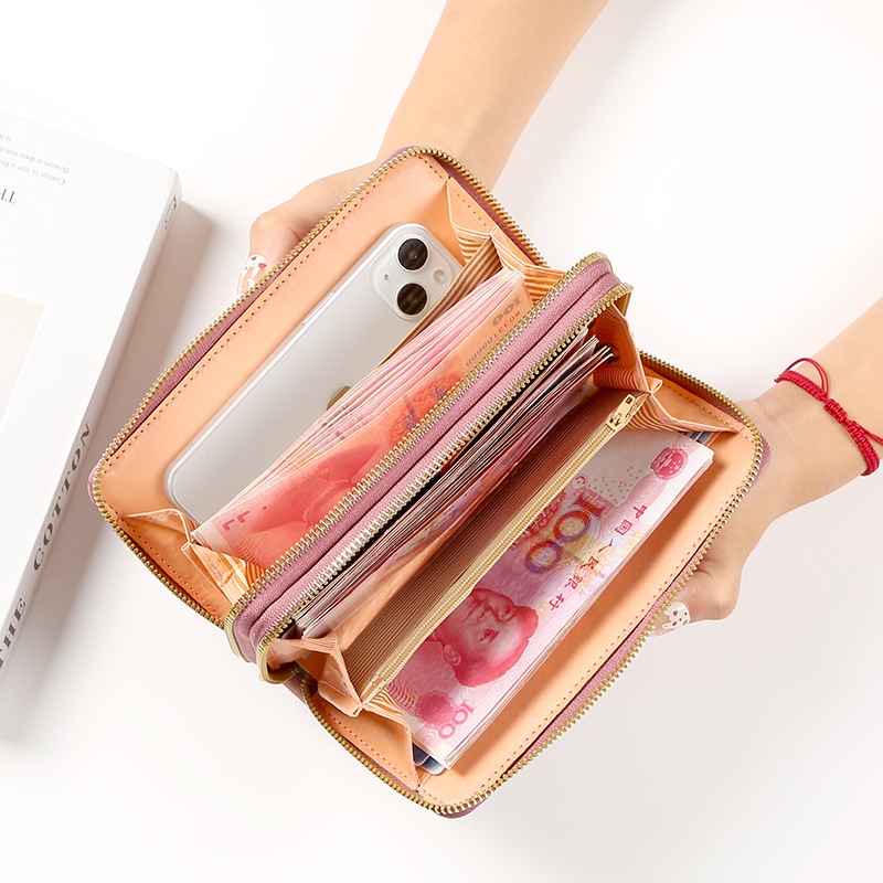 Ví Dài Hai Lớp Có Khóa Kéo Kim Loại Sức Chứa Lớn Thời Trang Hàn Quốc Cho Nữ