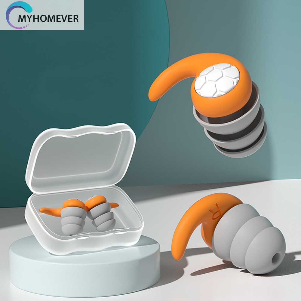 Nút Bịt Tai 3 Lớp Bằng Silicone Chống Ồn Tiện Dụng Mang Theo Du Lịch